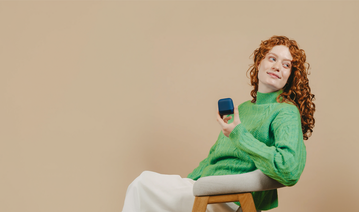 Woman using the inne minilab (AI generated)